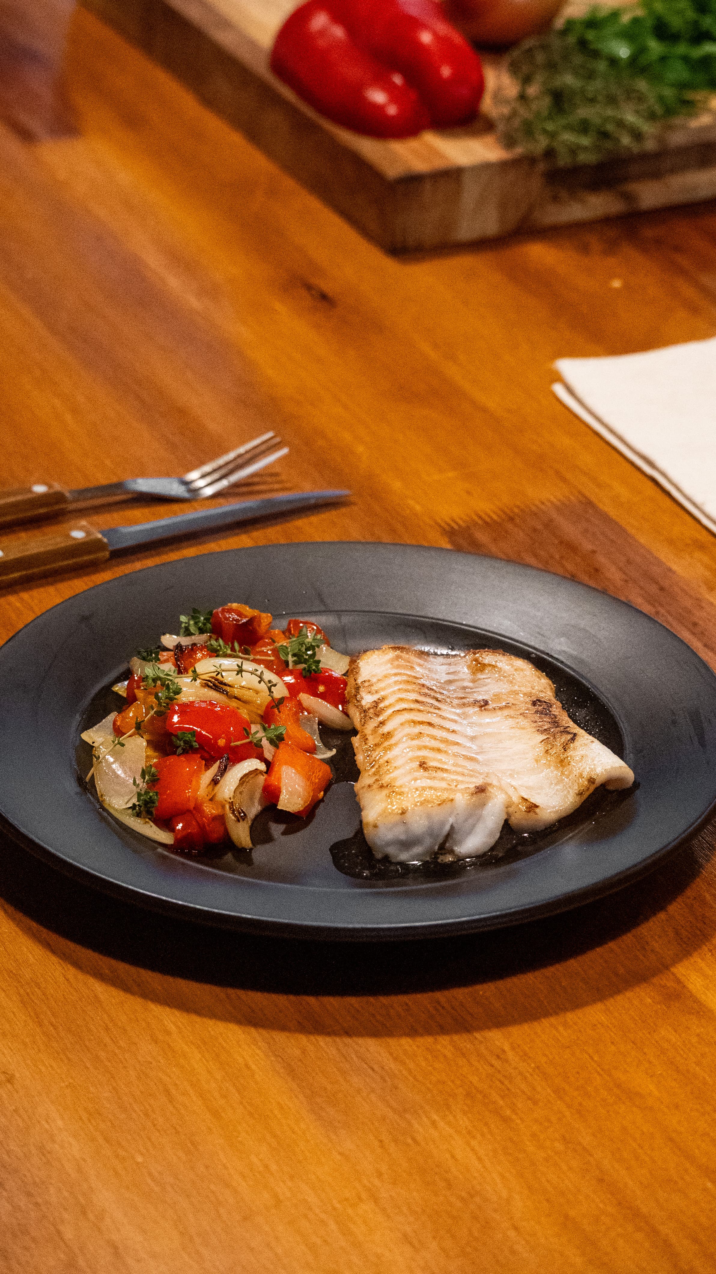 Pescado con vegetales